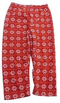 Červeno-biele vzorované fleecové pyžamové nohavice Rebel