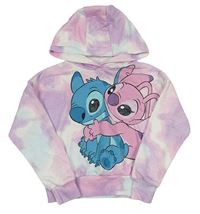 Ružovo-bielo-fialová crop mikina so Stichem a kapucňou Disney