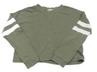 Khaki crop mikina s prúžkami H&M