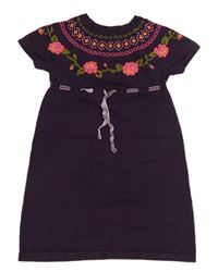 Fialové pletené šaty s kvietkami H&M