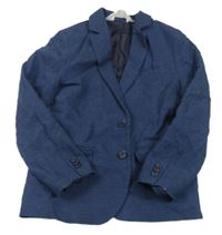Tmavomodré melírované ľanové sako H&M