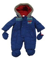 Tmavomodrá šušťáková zimná kombinéza s Tigrom a kapucí+ rukavice zn. Disney