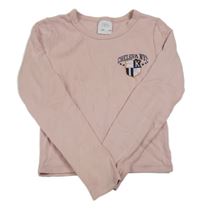 Světlerůžové crop triko s výšivkou Zara