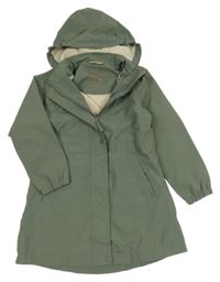 Khaki šusťákový jarní kabát s kapucí TCM
