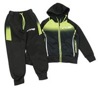 2set- žluto-černá sportovní propínací mikina s logem Nike a kapucí+ tepláky