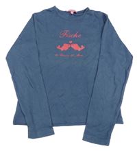 Tmavomodré triko s potiskem