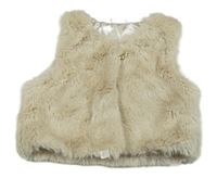 Béžová kožušinová podšitá vesta H&M