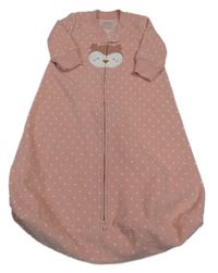 Světlerůžový puntíkatý fleecový spací pytel se sovičkou Carter's