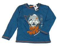 Nové - Petrolejové triko s vlkem Dunnes