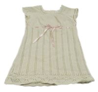 Béžové trblietavé pletené šaty