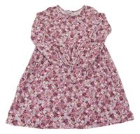 Ružovo-vínovo-modré kvetované bavlnené šaty H&M