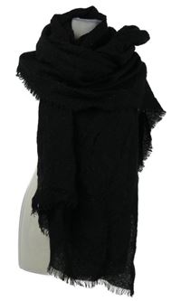 Dámská černá třpytivá roztřepená maxi šála