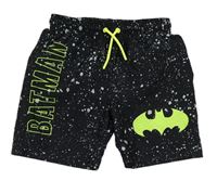Čierne vzorované plážové kraťasy s Batmanem