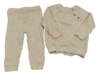 2set - Béžový copánkový svetr + tepláky Matalan
