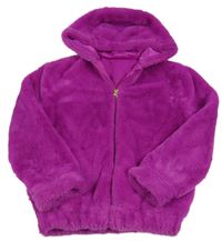Purpurová chlpatá podšitá bunda s kapucňou zn. St. Bernard