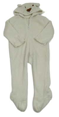 Smotanová chlpatá kombinéza s kapucňou