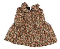 Černo-korálové květované šaty s límečkem Next