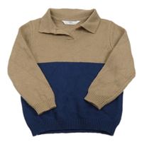 Hnedo-tmavomodrý sveter s golierikom M&S