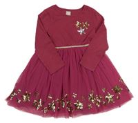 Tmavorůžové bavlněno/tylové šaty s hvězdami John Lewis