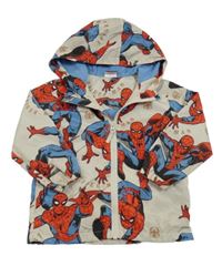 Béžová šusťáková jarní bunda se Spidermany a kapucí George