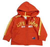 Červená prepínaci mikina s nápisom a kapucňou