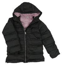 Černá šusťáková zimní bunda s kapucí Pocopiano