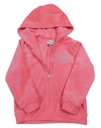Růžová plyšová propínací mikina s kapucí Juicy Couture