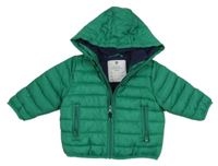 Zelená šusťáková prošívaná zateplená bunda s kapucí V by Very