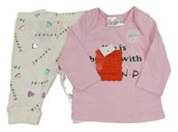 Nové - 2set - Růžové triko s nápisem + bílé tepláky - Friends F&F