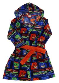 Tmavomodro-barevný chlupatý župan s kapucí - Pyžamasky George