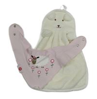 2set - světlerůžový slinták s ovečkou + smetanová žínka s medvídkem
