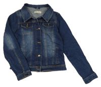 Tmavomodrá rifľová crop bunda Pocopiano