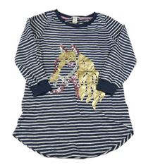 Tmavomodro-biele pruhované teplákové šaty s koníkem Monsoon