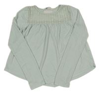 Mentolové tričko s čipkou H&M