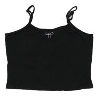 Čierna crop top s mašličkou z kamínků H&M