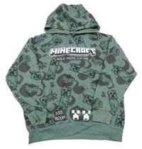Khaki vzorovaná mikina s nápisem a kapucí - Minecraft