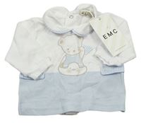 Bielo-svetlomodré polo tričko s medvedíkom EMC