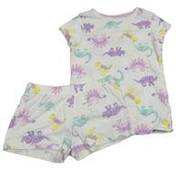 Bílé pyžamo s dinosaury F&F