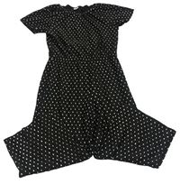 Černý plisovaný culottes overal s puntíky F&F