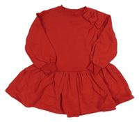 Červené teplákové šaty s mašlou H&M
