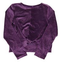 Fialová zamatová trblietavá crop mikina Kids