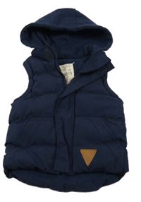 Tmavomodrá šušťáková zateplená vesta s kapucňou RBL