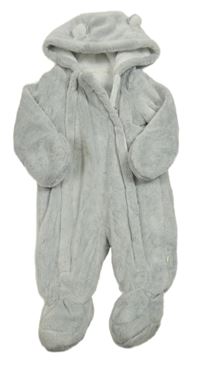 Sivá kožušinová zateplená kombinéza s kapucňou Jasper Conran