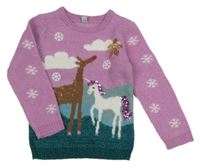 Růžový svetr se zvířátky Tu