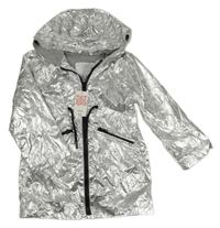 Nové - Strieborný šušťákový jarný kabát s kapucňou Matalan
