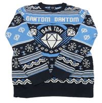 Tmavomodro-modrý vzorovaný svetr George