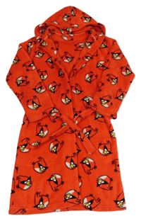 Červený chlpatý župan s Angry Birds a kapucňou Next