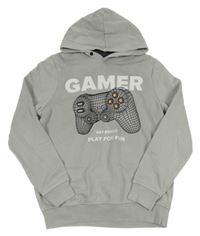 Šedá mikina s ovladačem a kapucí C&A