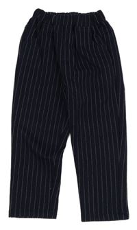 Tmavomodro-biele pruhované nohavice Shein