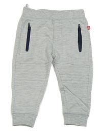 Šedé melírované tepláky se zipy 